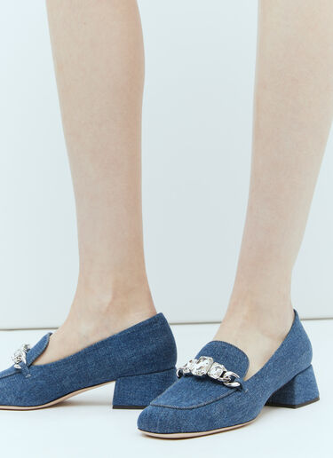 Miu Miu Crystal Embellished Denim Pumps Blue miu0255018