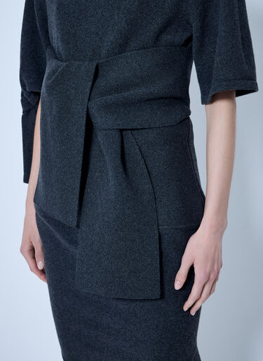 LN-CC® - Jacquemus: La Jupe Fiocco Knot-Detail Midi Skirt - Dark Grey Jacquemus La Jupe Fiocco Knot-Detail Midi Skirt Dark Grey jac0266027