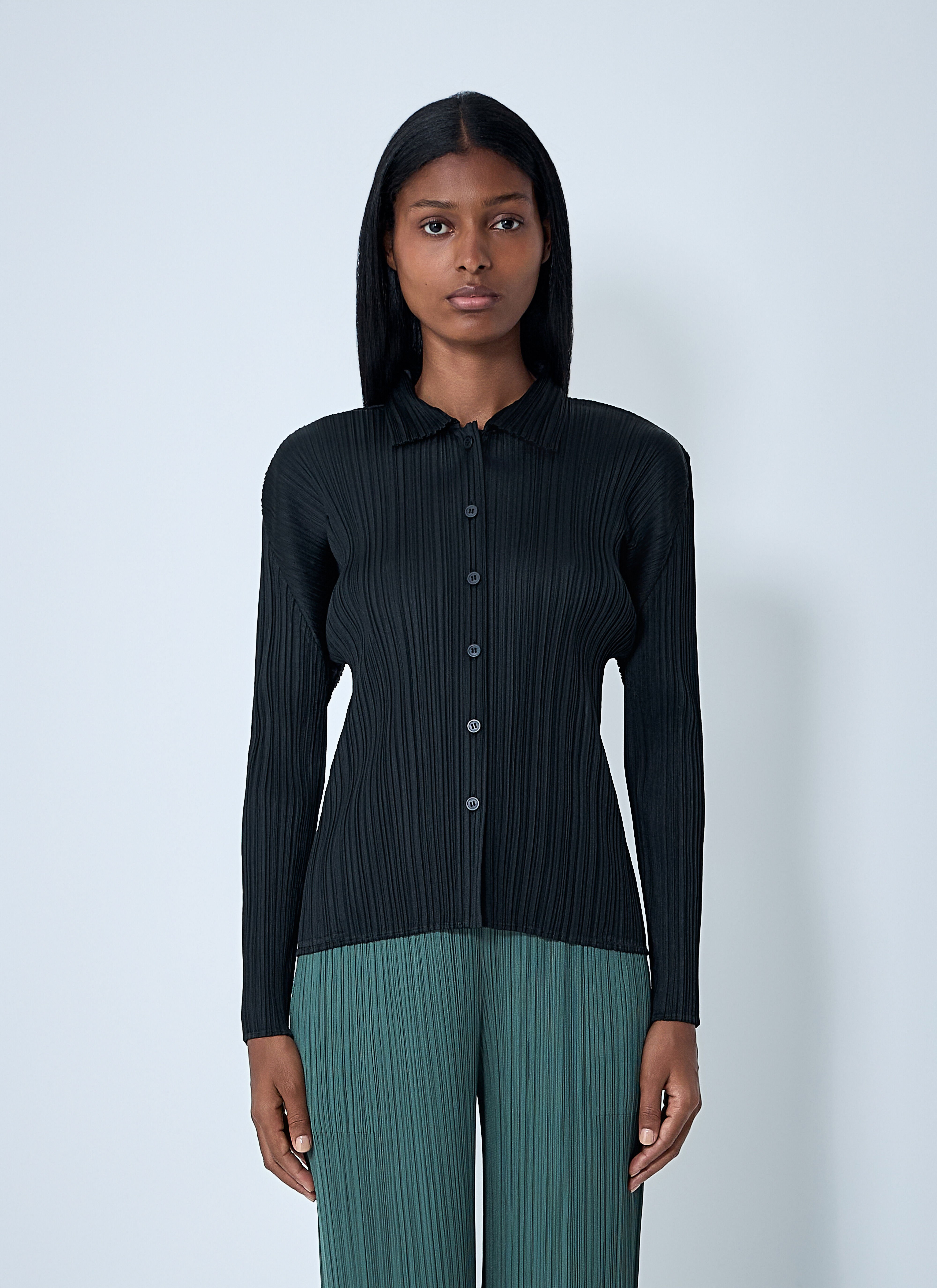 Pleats Please Issey Miyake Women's' Pleated Shirt in Black | LN-CC®