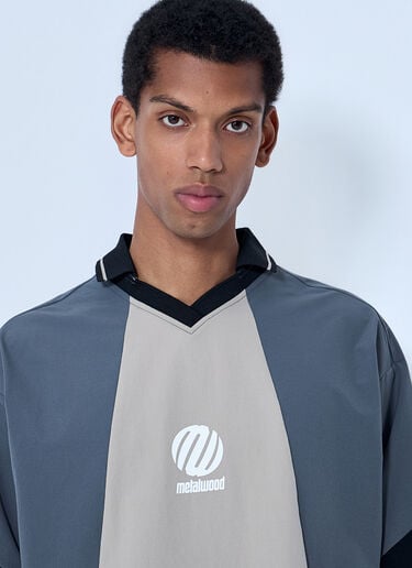 Metalwood Contrast Panel V-Neck Top Beige met0164010