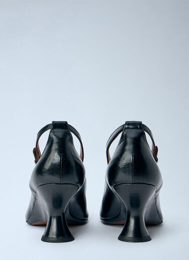 LN-CC® - Dries Van Noten: Leather Wedge Pumps - Black Dries Van Noten Leather Wedge Pumps Black dvn0265033