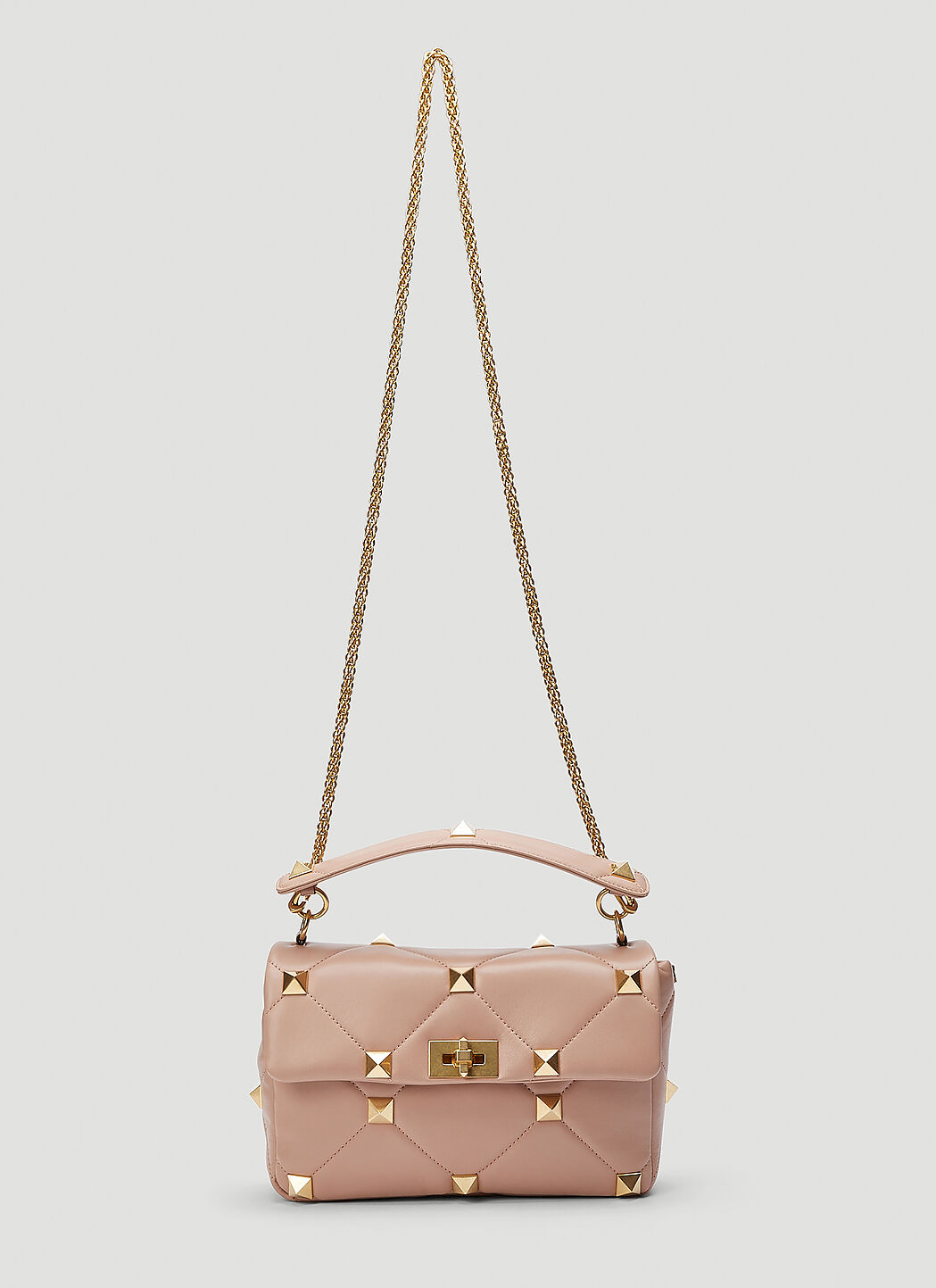 Valentino Roman Stud Chain Shoulder Bag in Beige LN CC