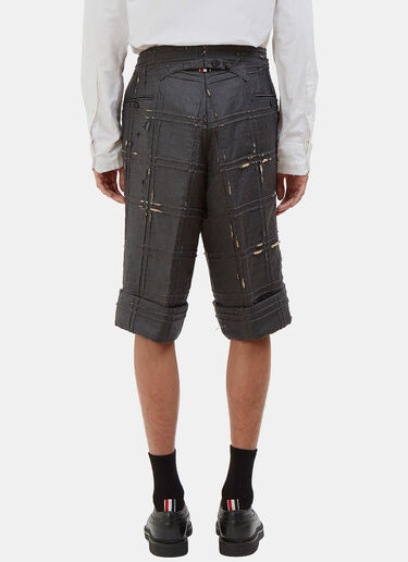 Thom Browne Oversized Distressed Piped Check Shorts Grey thb0126016