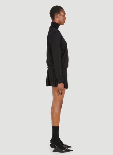 Prada Logo Plaque Roll Neck Knit Dress Black pra0249001