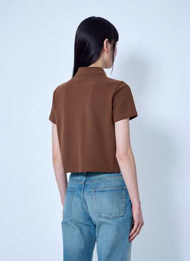 LN-CC® - Saint Laurent: Cassandre Cropped Polo Shirt - Brown Saint Laurent Cassandre Cropped Polo Shirt Brown sla0265007