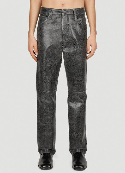 Guess USA Cracked Leather Pants Black gue0154003