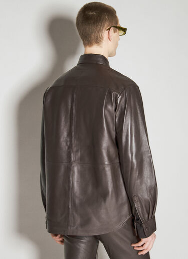 Honey Fucking Dijon x Acne Studios Leather Overshirt Brown hdj0154005