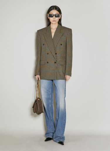 Oversized Vichy Wool Blazer Saint Laurent Oversized Vichy Wool Blazer Brown sla0254017