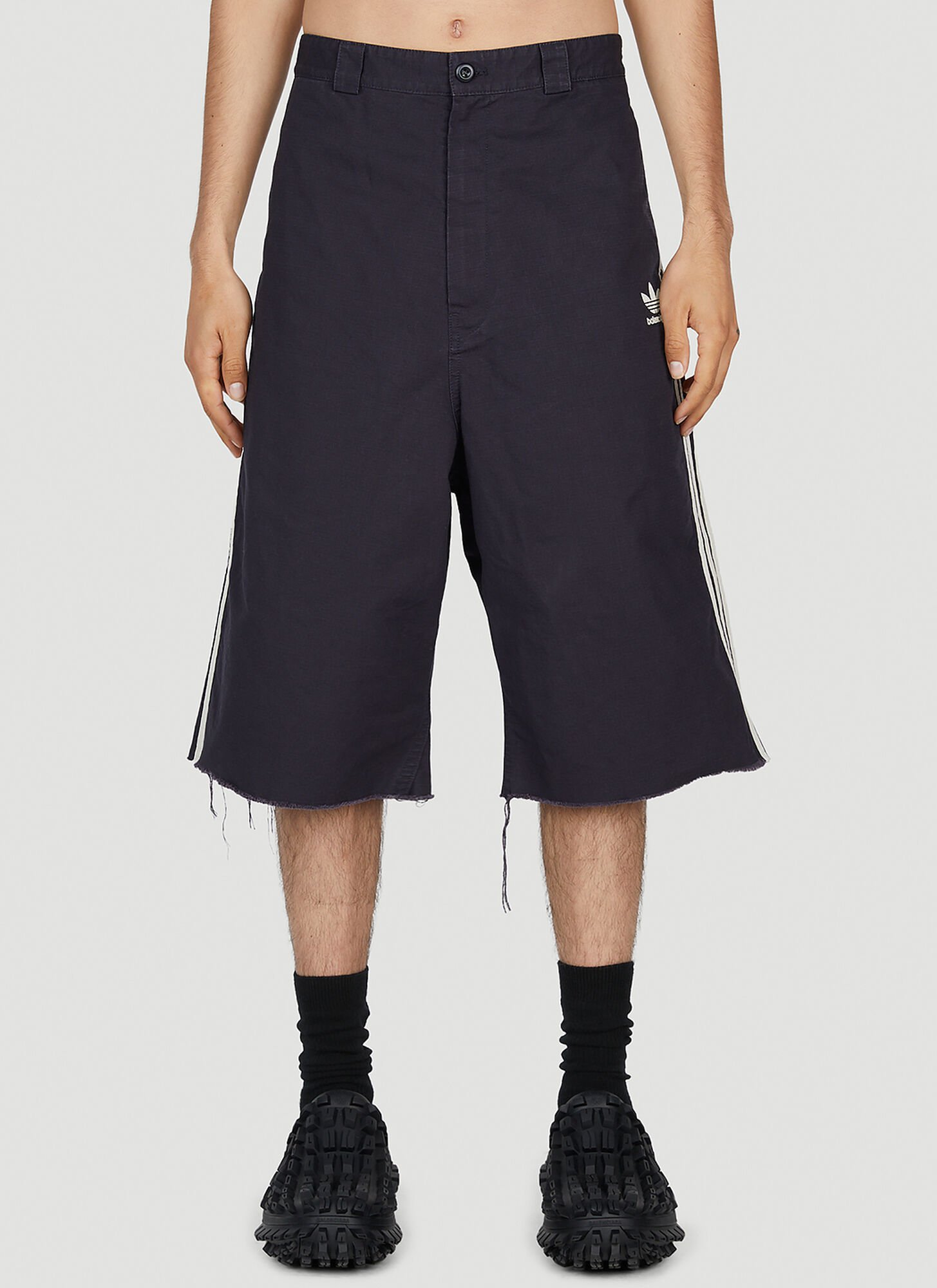 Adidas X Balenciaga Baggy Denim Shorts In Navy