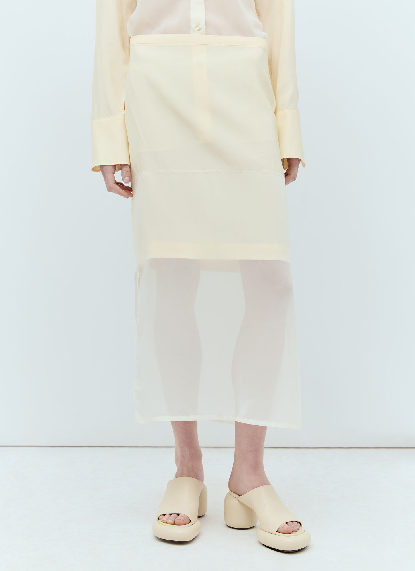 Shop Sportmax Double-layer Midi Skirt In White