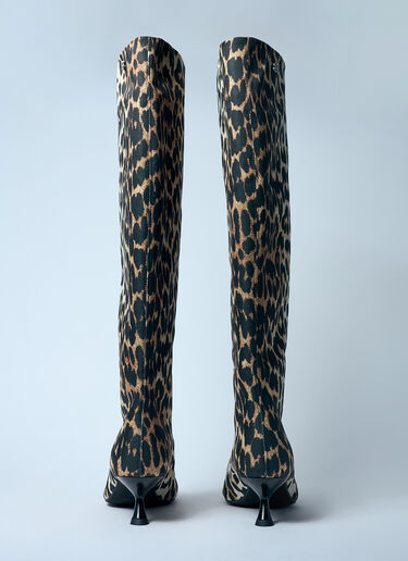 GANNI Leopard Eyelets Slouchy High Shaft Boots Brown gan0259051