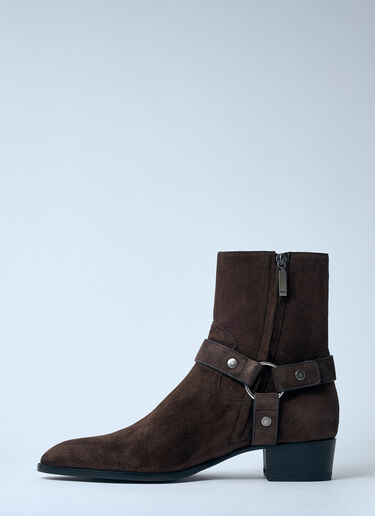 Saint Laurent Wyatt Harness Boots Brown sla0159036