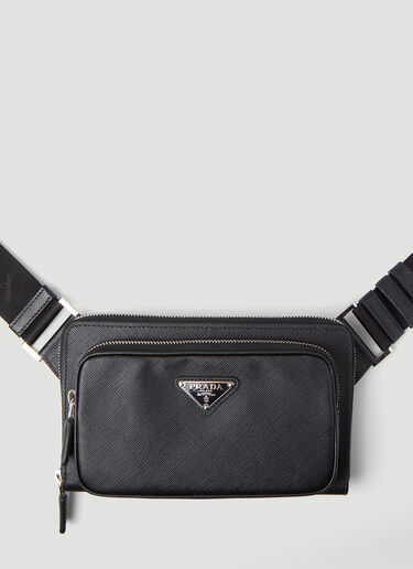Prada Logo Motif Woven Beltbag Black pra0149064