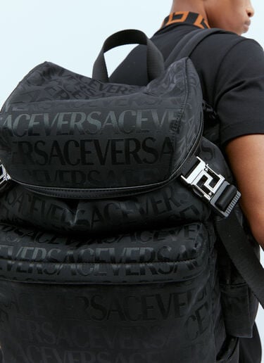 Versace Logo Jacquard Backpack Black ver0153045