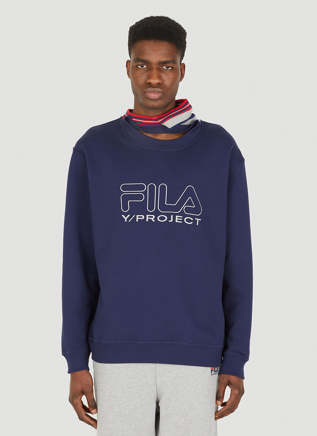 Y Project x FILA Triple Collar Sweatshirt in Blue LN CC