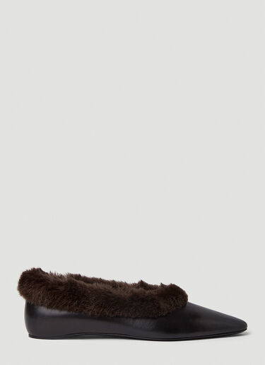 TOTEME Faux Fur Trim Ballerina Shoes Black tot0251046