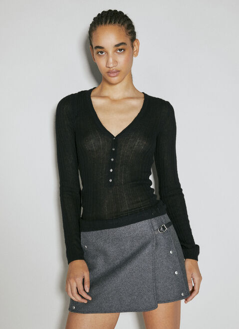 Valentino Cashmere Long-Sleeve Top Black val0249009
