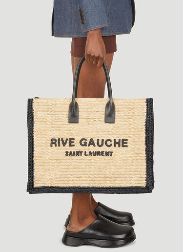 Saint Laurent Rive Gauche Raffia Tote Bag Beige sla0247165