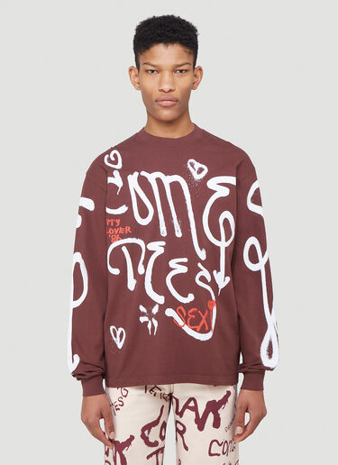 Come Tees Spray Logo Print Sweatshirt Brown com0340008