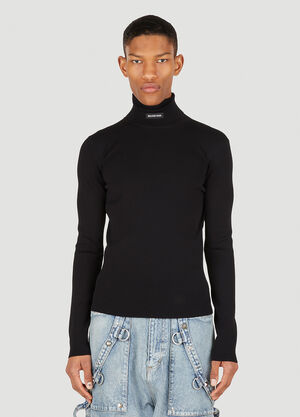 Balenciaga Logo Motif Turtleneck Sweater Black bal0147060