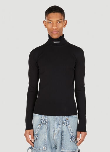 Logo Motif Turtleneck Sweater Balenciaga Logo Motif Turtleneck Sweater Black bal0147060