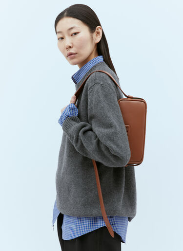 Logo Plaque Leather Shoulder Bag Miu Miu Logo Plaque Leather Shoulder Bag Brown miu0254086