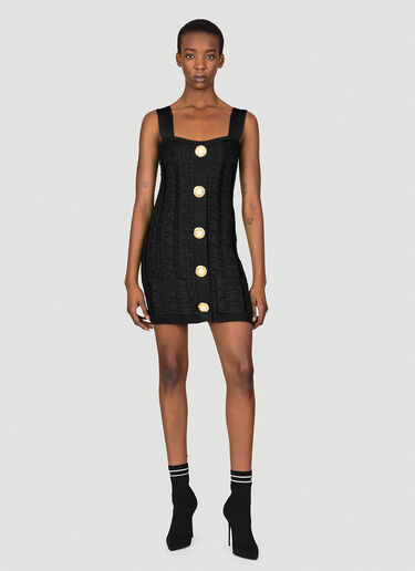 Balmain Monogram Mesh Knit Mini Dress Black bln0253011