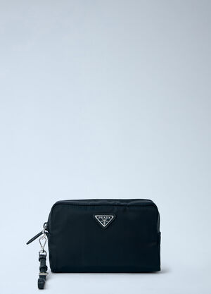 Prada Compact Nylon Pouch with Logo Detail Black pra0265011