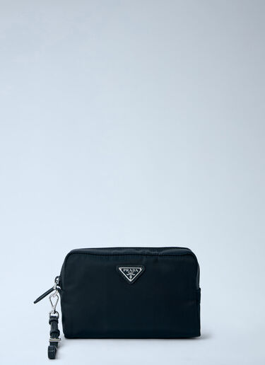 LN-CC® - Prada: Compact Nylon Pouch with Logo Detail - Black Prada Compact Nylon Pouch with Logo Detail Black pra0265011