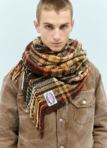 Acne Studios Plaid Fringe Scarf Brown acn0156030