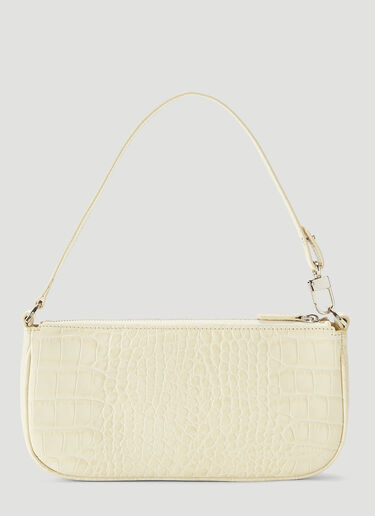 BY FAR Rachel Crocodile Embossed Shoulder Bag Beige byf0241026