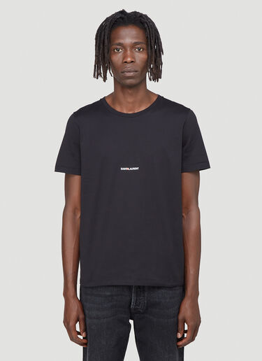 Saint Laurent Logo-Print T-Shirt Black sla0140011