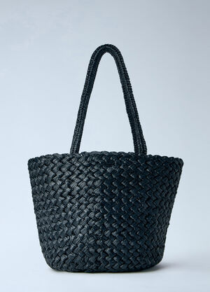 The Row Estelle Two Medium Raffia Bag Black row0264087