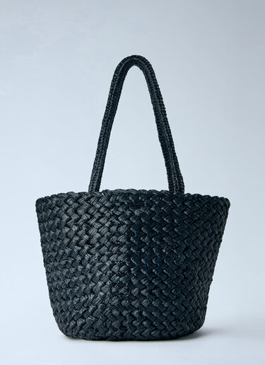 The Row Estelle Two Medium Raffia Bag Black row0264087