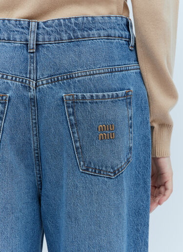 Miu Miu Logo Embroidery Jeans Light Blue miu0254023