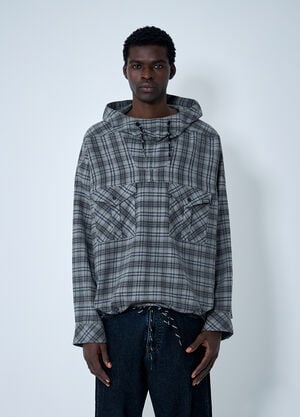 Martine Rose Check Hooded Sweatshirt Grey mtr0162011
