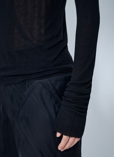 LN-CC® - Rick Owens: Long Sleeve Hooded Top - Black Rick Owens Long Sleeve Hooded Top Black ric0265028