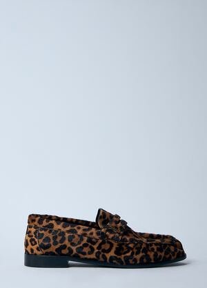 Saint Laurent Leopard Pony Hair Loafers Brown sla0259039