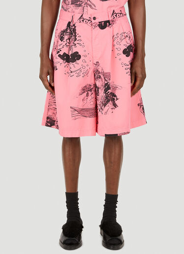 Comme des Garçons SHIRT x Christian Marclay Wide Leg Shorts Pink cdg0148017