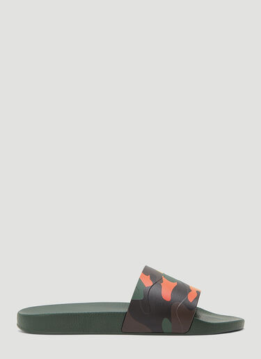 Valentino Camouflage Noir Rubber Slides Green val0143024