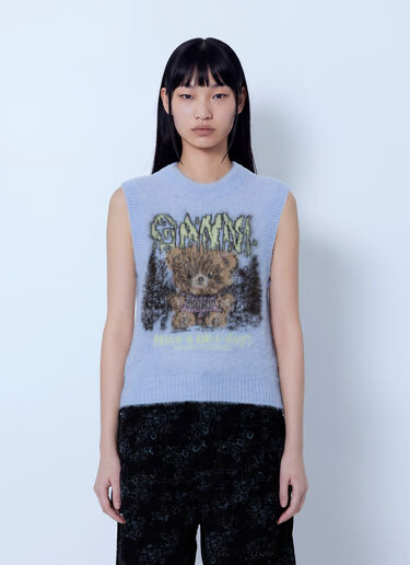 LN-CC® - GANNI: Brushed Alpaca Teddy Vest - Light Blue GANNI Brushed Alpaca Teddy Vest Light Blue gan0266024