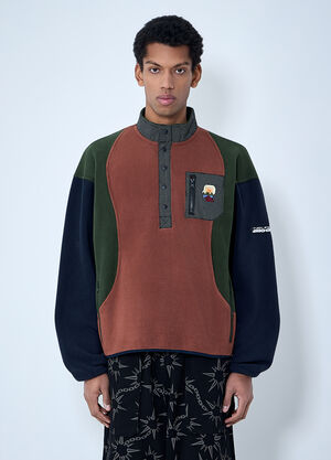 Brain Dead Fleece Pullover With Button Placket Navy bra0162012