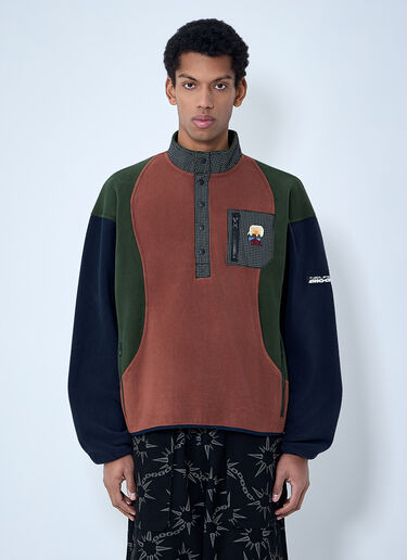 Brain Dead Fleece Pullover With Button Placket Navy bra0162012