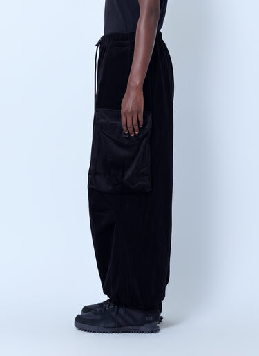 LN-CC® - Y-3: Velvet Corduroy Cargo Pants - Black Y-3 Velvet Corduroy Cargo Pants Black yyy0265006