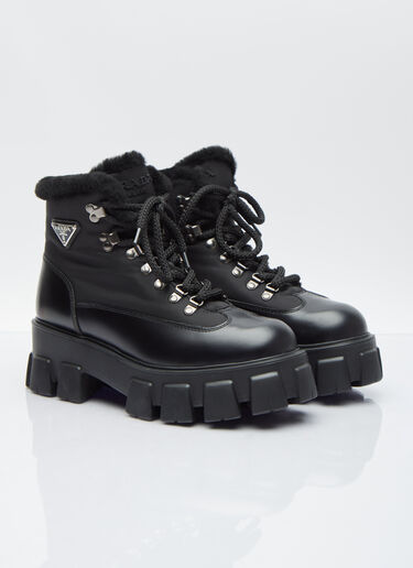 Prada Monolith Leather Boots Black pra0254022