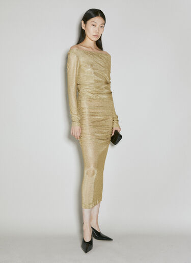 Dolce & Gabbana Lurex Mesh Midi Dress Gold dol0254018