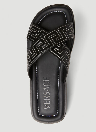 Crossover Greca Slides Versace Crossover Greca Slides Black ver0152021