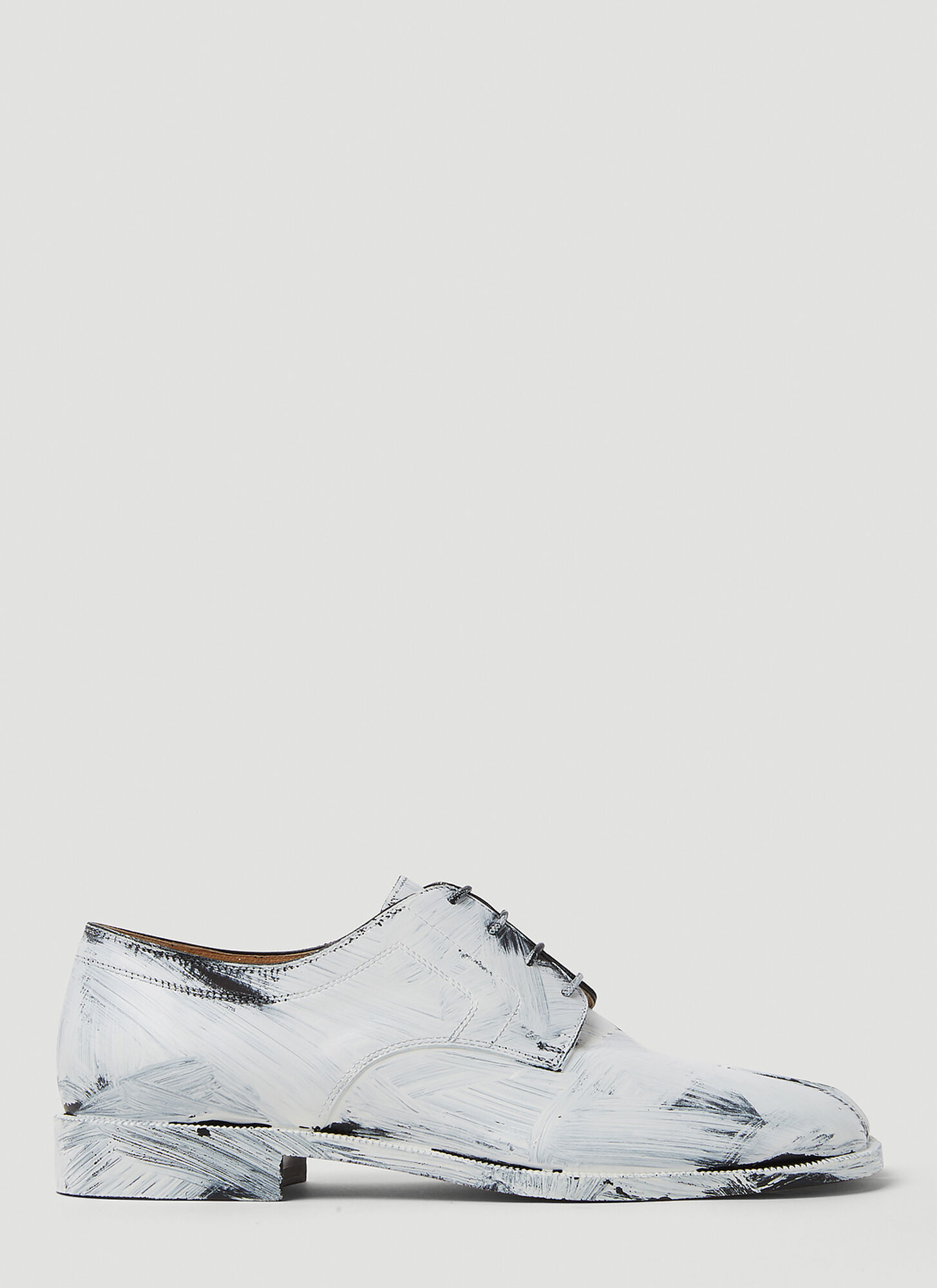 Shop Maison Margiela Tabi Painted Lace Up Shoes In White
