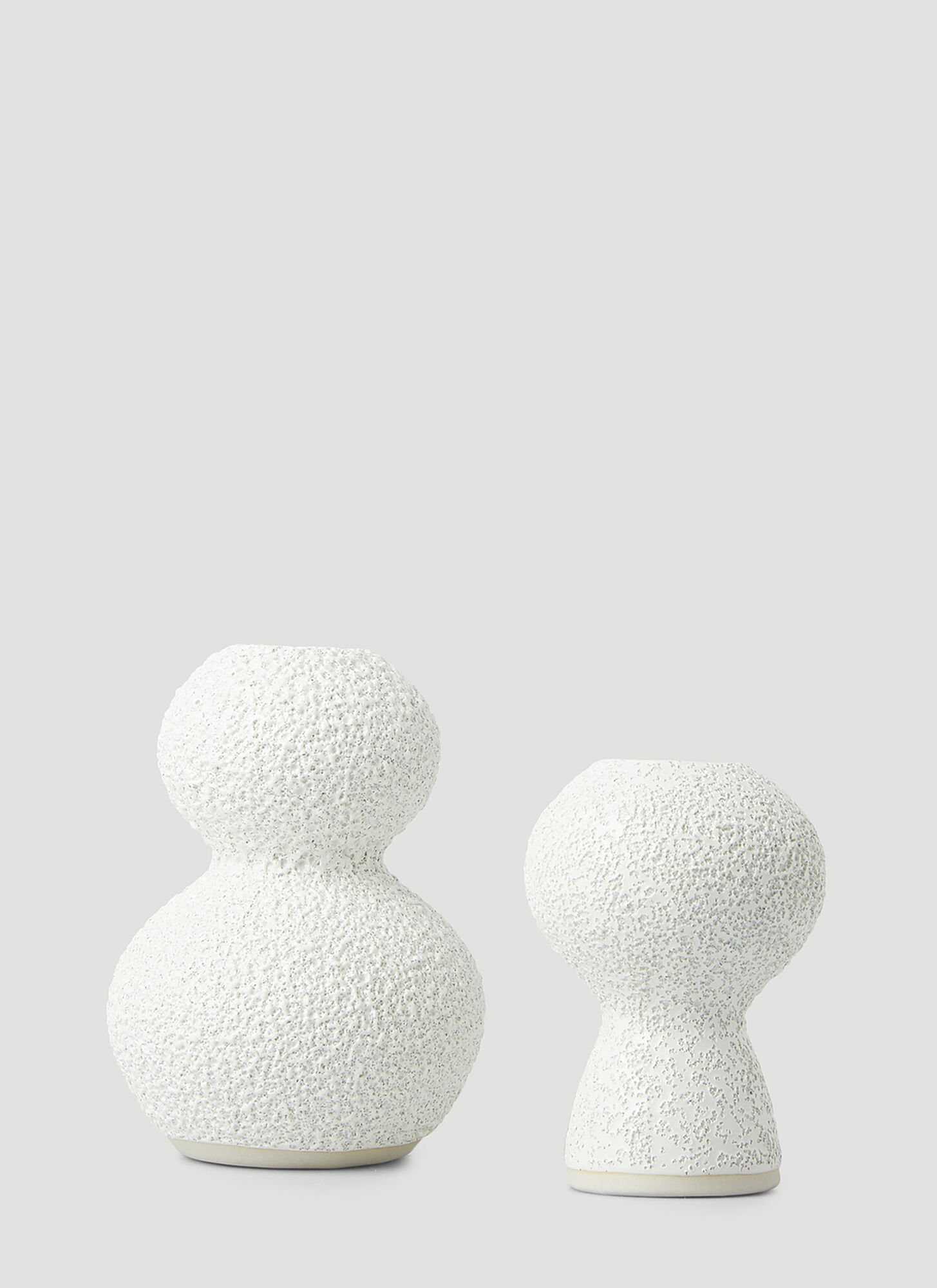 Marloe Marloe Set Of Two Lava & Bone Candlestick Holders In White