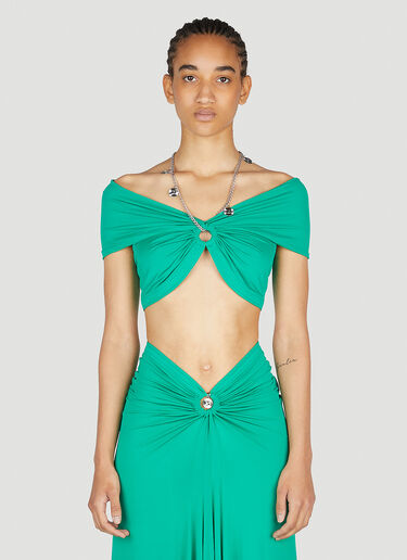 Rabanne Necklace Off Shoulder Top Green pac0254005